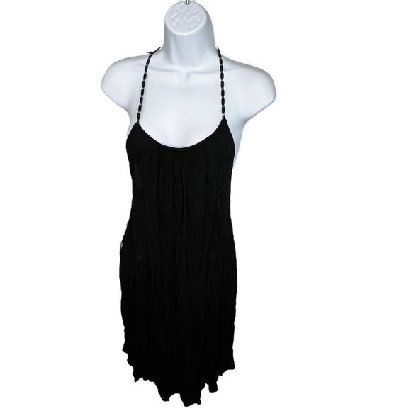 Lani Tops - Boho Black Tunic Top with Lace Low-Back & Braided Straps